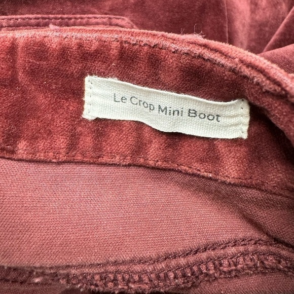 FRAME Le Crop Mini Boot Cotton-Blend Velvet Kick-Flare Pants Pinot 24 - Picture 10 of 11